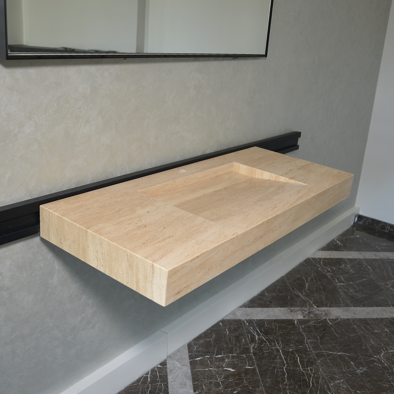 Handmade Travertine Natural Stone Sink - Custom Bathroom Vanity, photo 3 of 10