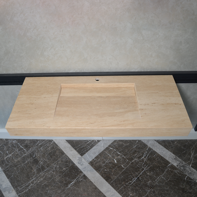 Handmade Travertine Natural Stone Sink - Custom Bathroom Vanity, photo 5 of 10