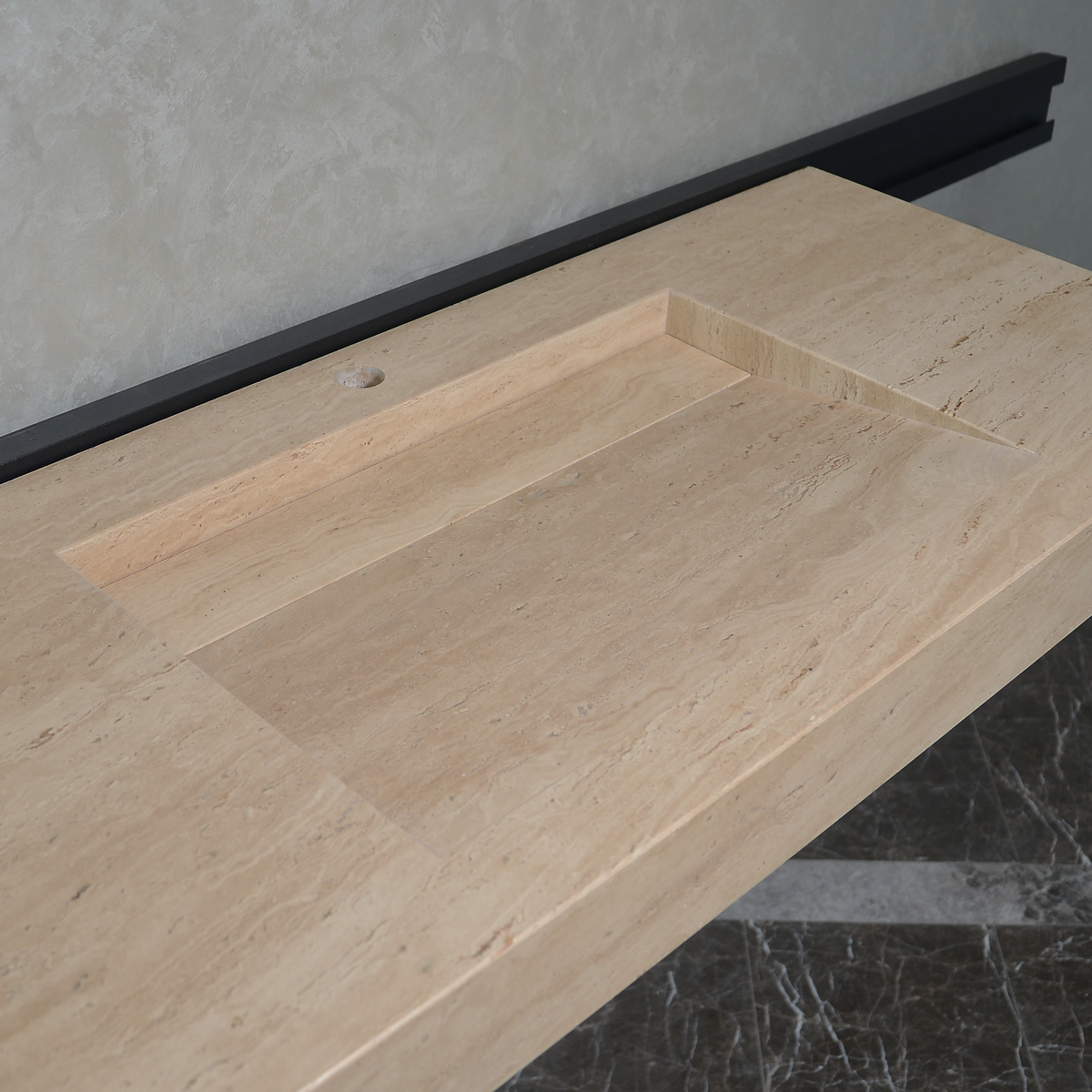 Handmade Travertine Natural Stone Sink - Custom Bathroom Vanity, photo 6 of 10