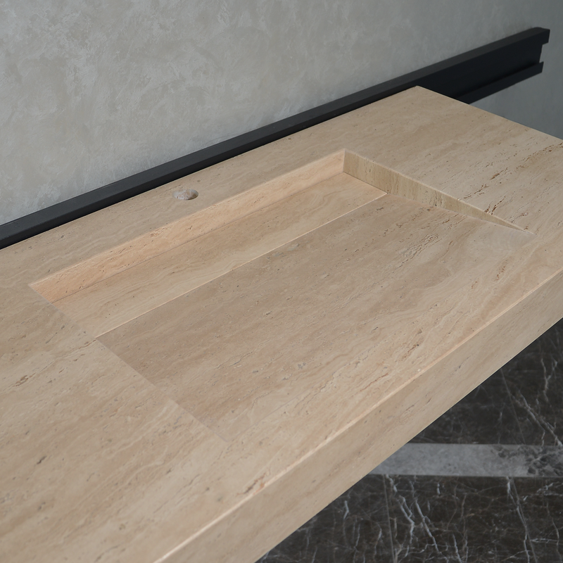 Handmade Travertine Natural Stone Sink - Custom Bathroom Vanity, photo 6 of 10