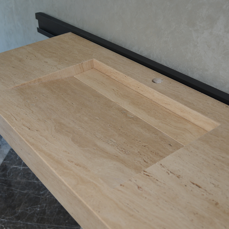 Handmade Travertine Natural Stone Sink - Custom Bathroom Vanity, photo 8 of 10
