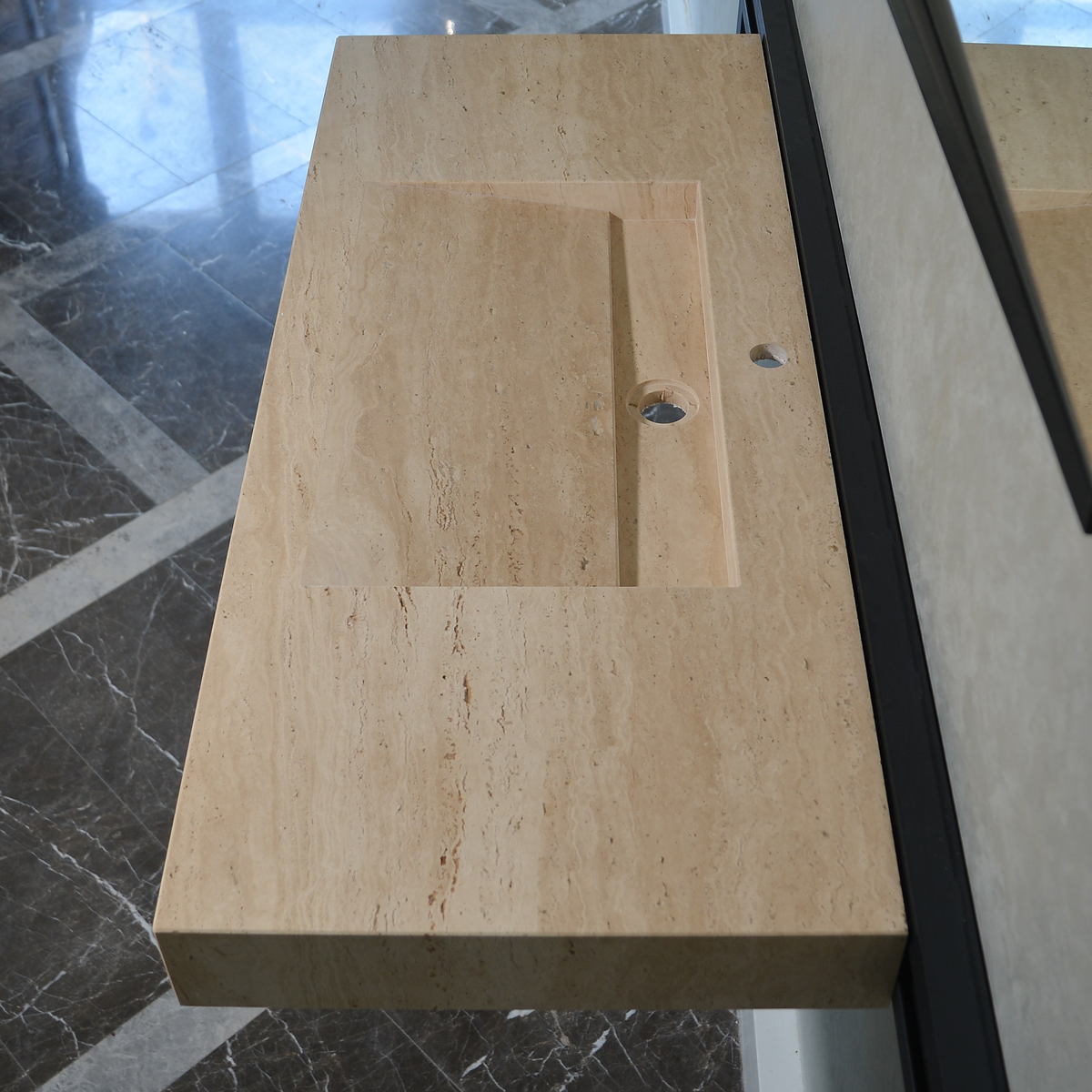 Handmade Travertine Natural Stone Sink - Custom Bathroom Vanity, photo 9 of 10