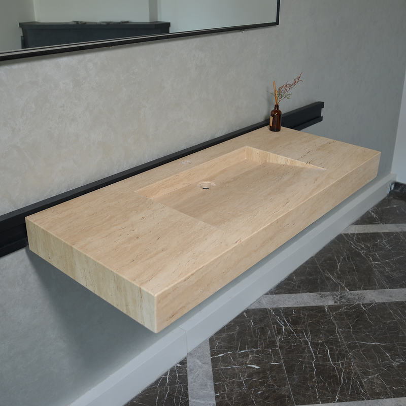 Handmade Travertine Natural Stone Sink - Custom Bathroom Vanity, photo 10 of 10