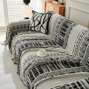 Chenille Sofa Cover Throw Blanket, Boho Geometric Scratch Proof Couch Protector