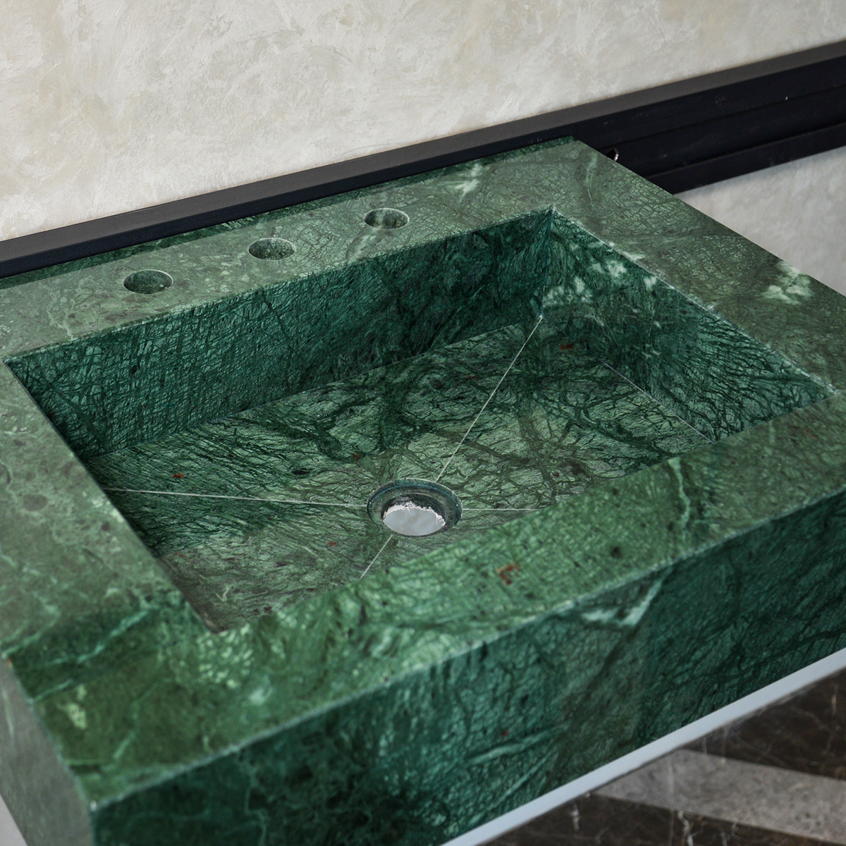 Verde Guatemala Marble Sink - Custom Handcrafted Green Matte Finish Bathroom Vanity, photo 2 of 12