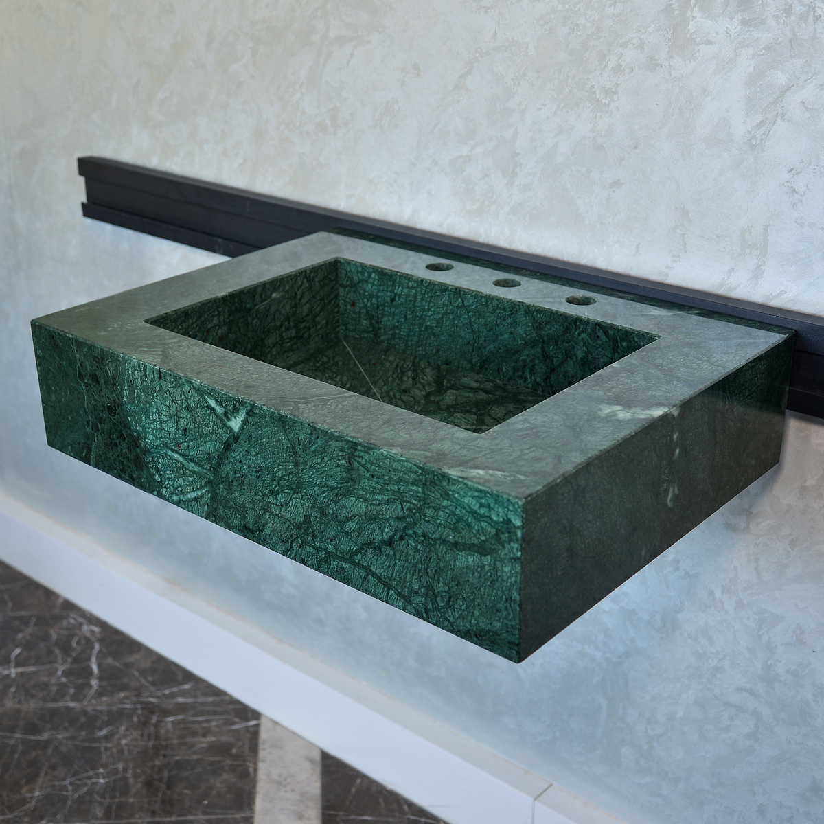 Verde Guatemala Marble Sink - Custom Handcrafted Green Matte Finish Bathroom Vanity, photo 6 of 12