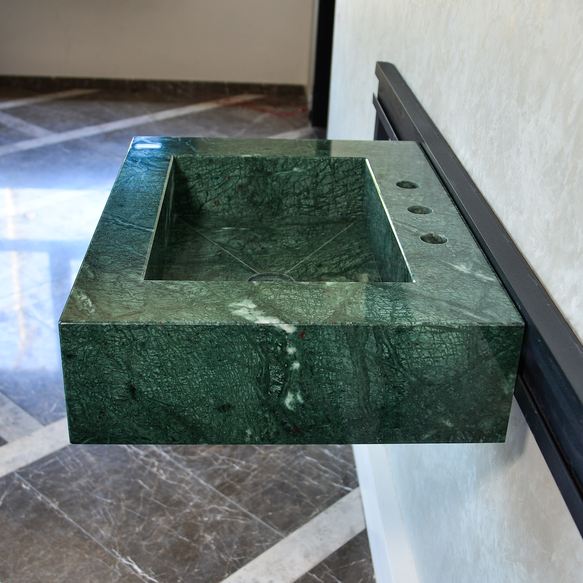 Verde Guatemala Marble Sink - Custom Handcrafted Green Matte Finish Bathroom Vanity, photo 7 of 12