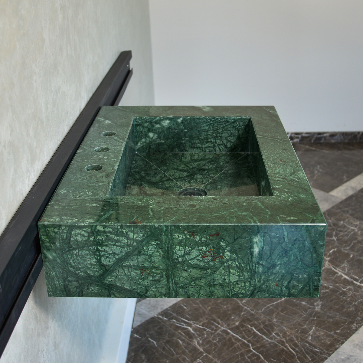 Verde Guatemala Marble Sink - Custom Handcrafted Green Matte Finish Bathroom Vanity, photo 9 of 12