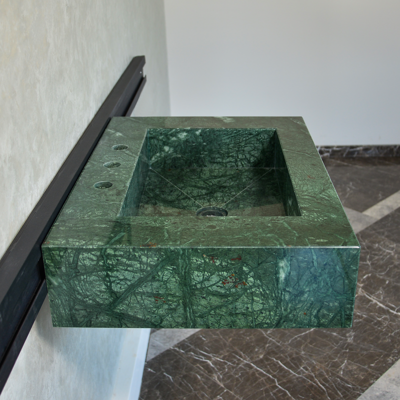 Verde Guatemala Marble Sink - Custom Handcrafted Green Matte Finish Bathroom Vanity, photo 9 of 12