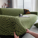 Modern Geometric Jacquard Sofa Slipcover, High Stretch 1-Piece Textured Couch Cover by Slipcover KAS™