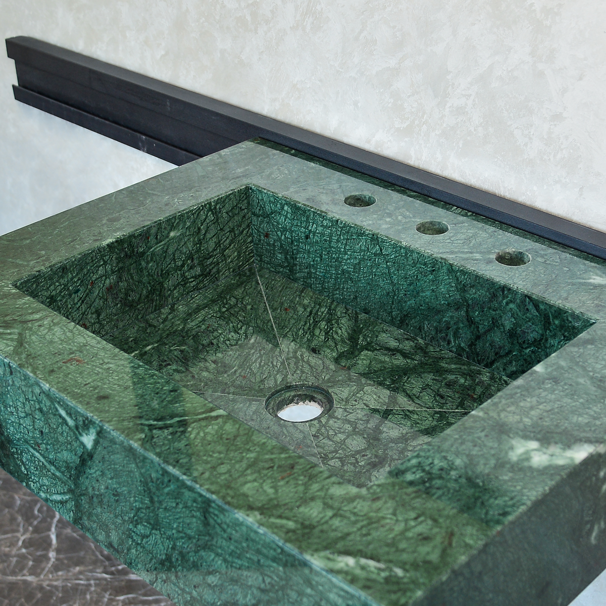 Verde Guatemala Marble Sink - Custom Handcrafted Green Matte Finish Bathroom Vanity, photo 11 of 12