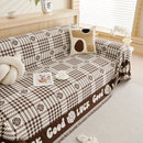 Chenille Houndstooth Sofa Throw Cover, Scratch Proof Cozy Throw Blankets for Couch