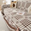 Chenille Houndstooth Sofa Throw Cover, Scratch Proof Cozy Throw Blankets for Couch