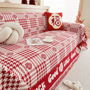 Chenille Houndstooth Sofa Throw Cover, Scratch Proof Cozy Throw Blankets for Couch