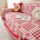 Chenille Houndstooth Sofa Throw Cover, Scratch Proof Cozy Throw Blankets for Couch