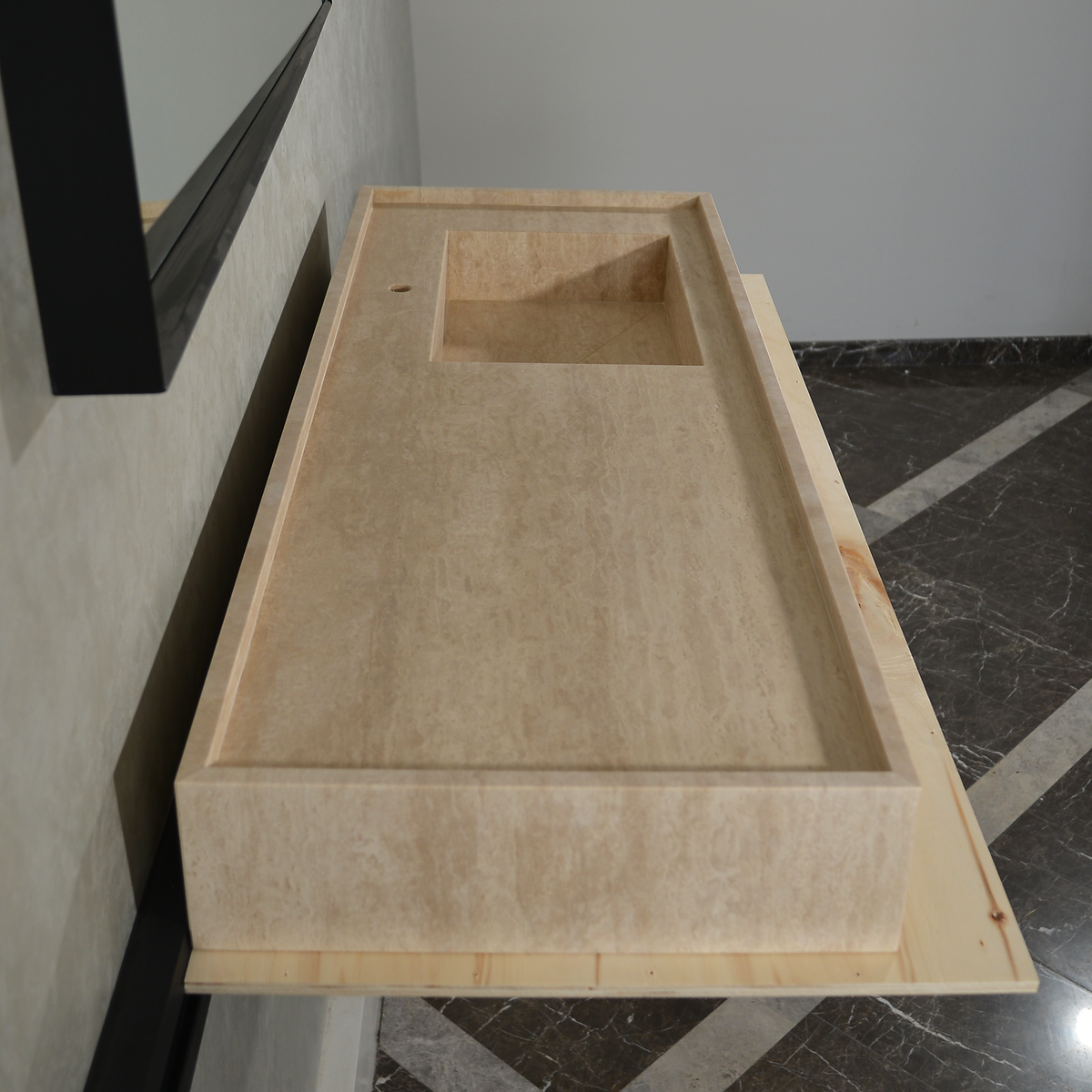 Handcrafted Travertine Bathroom Vanity Sink - Custom Natural Stone Luxury Design, photo 5 of 10