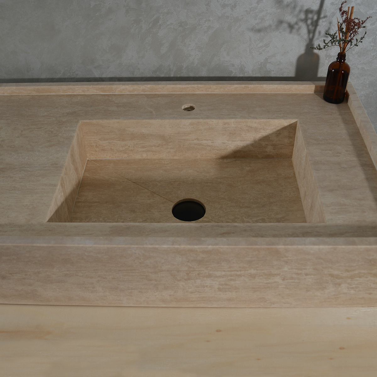 Handcrafted Travertine Bathroom Vanity Sink - Custom Natural Stone Luxury Design, photo 7 of 10