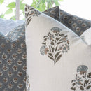 Aster Floral Block Printed Pillow Cover | Blue by Apartment No.3