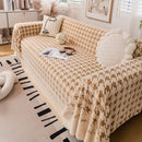 Jacquard Plush Houndstooth Sofa Throw Cover, Cover Throws for Sofas, Stylish Living Room Throws
