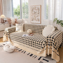 Jacquard Plush Houndstooth Sofa Throw Cover, Cover Throws for Sofas, Stylish Living Room Throws