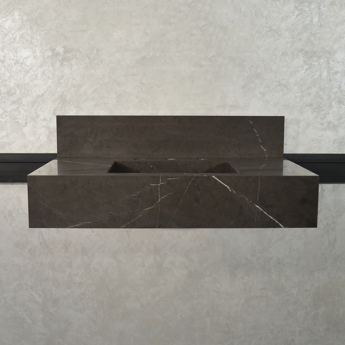 Pietra Grey Handcrafted Natural Marble Bathroom Sink - Polished, photo 9 of 10