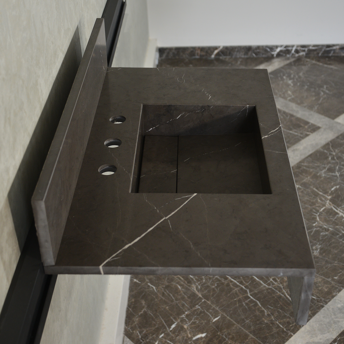 Pietra Grey Handcrafted Natural Marble Bathroom Sink - Polished, photo 10 of 10