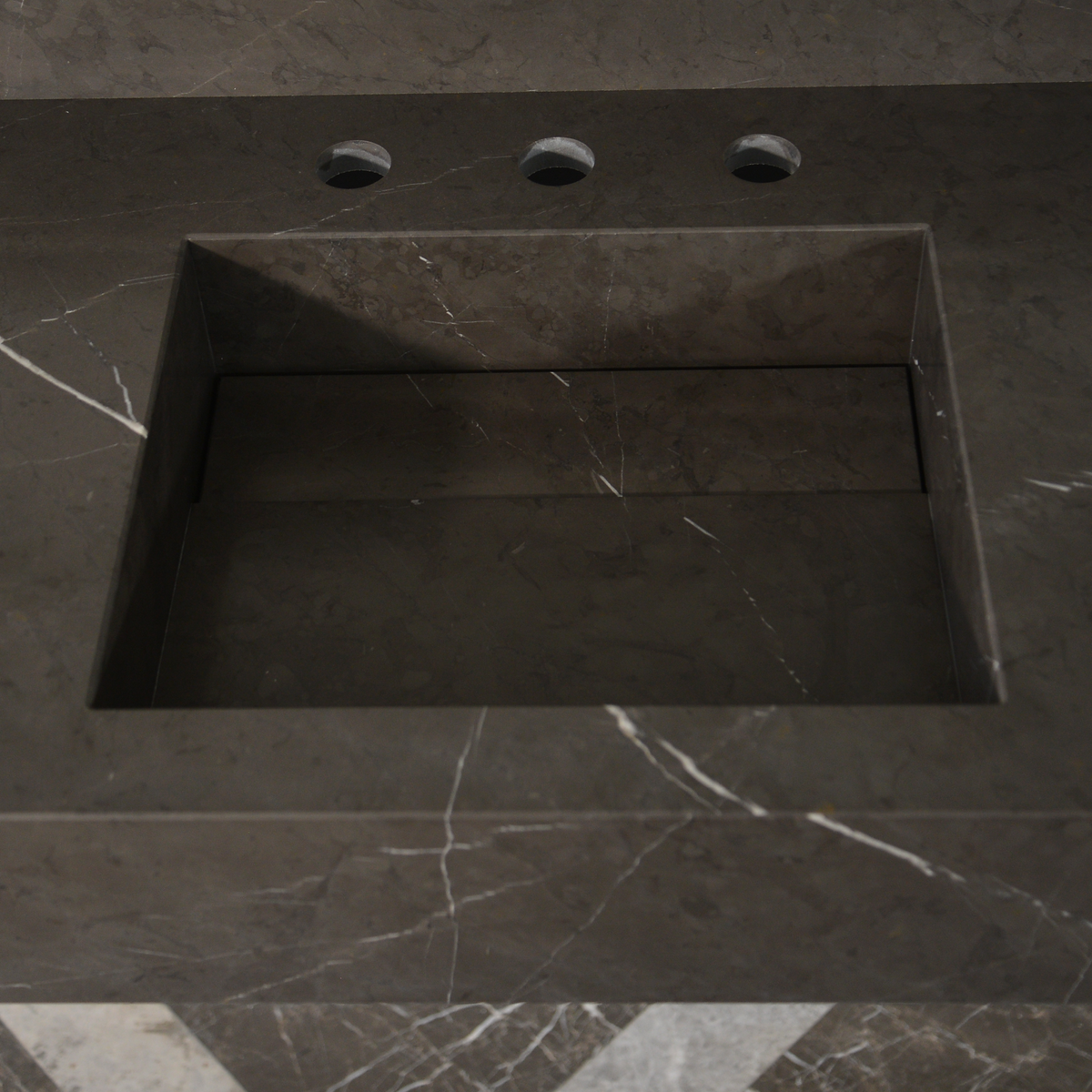 Pietra Grey Handcrafted Natural Marble Bathroom Sink - Polished, photo 5 of 10