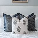 Aster Floral Block Printed Pillow Cover | Blue by Apartment No.3
