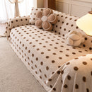 Plush Fleece Sofa Cover Throw, Soft Textured Polka Dot Couch Protector Blanket for Pets