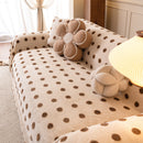 Plush Fleece Sofa Cover Throw, Soft Textured Polka Dot Couch Protector Blanket for Pets