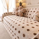 Plush Fleece Sofa Cover Throw, Soft Textured Polka Dot Couch Protector Blanket for Pets