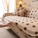 Plush Fleece Sofa Cover Throw, Soft Textured Polka Dot Couch Protector Blanket for Pets