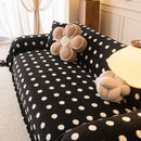 Plush Fleece Sofa Cover Throw, Soft Textured Polka Dot Couch Protector Blanket for Pets