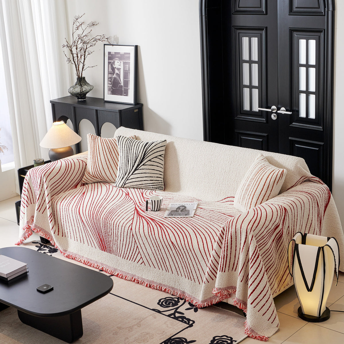 Cozy Striped Sofa Throw Blanket L Shaped Sectional Couch Covers Luxury Throws for Sofas, photo 16 of 40