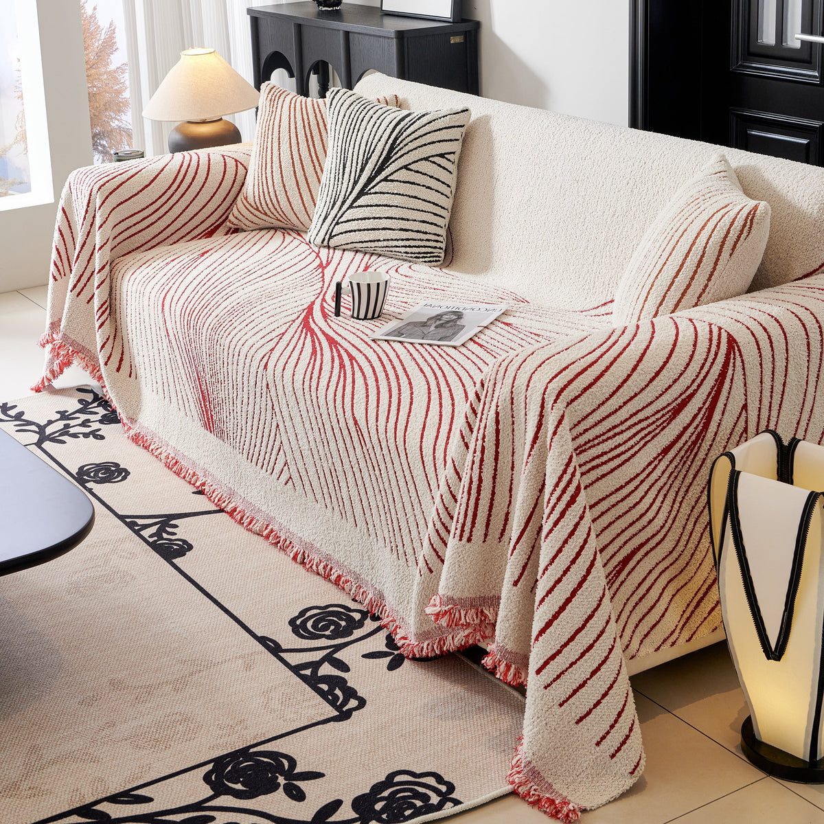 Cozy Striped Sofa Throw Blanket L Shaped Sectional Couch Covers Luxury Throws for Sofas, photo 19 of 40