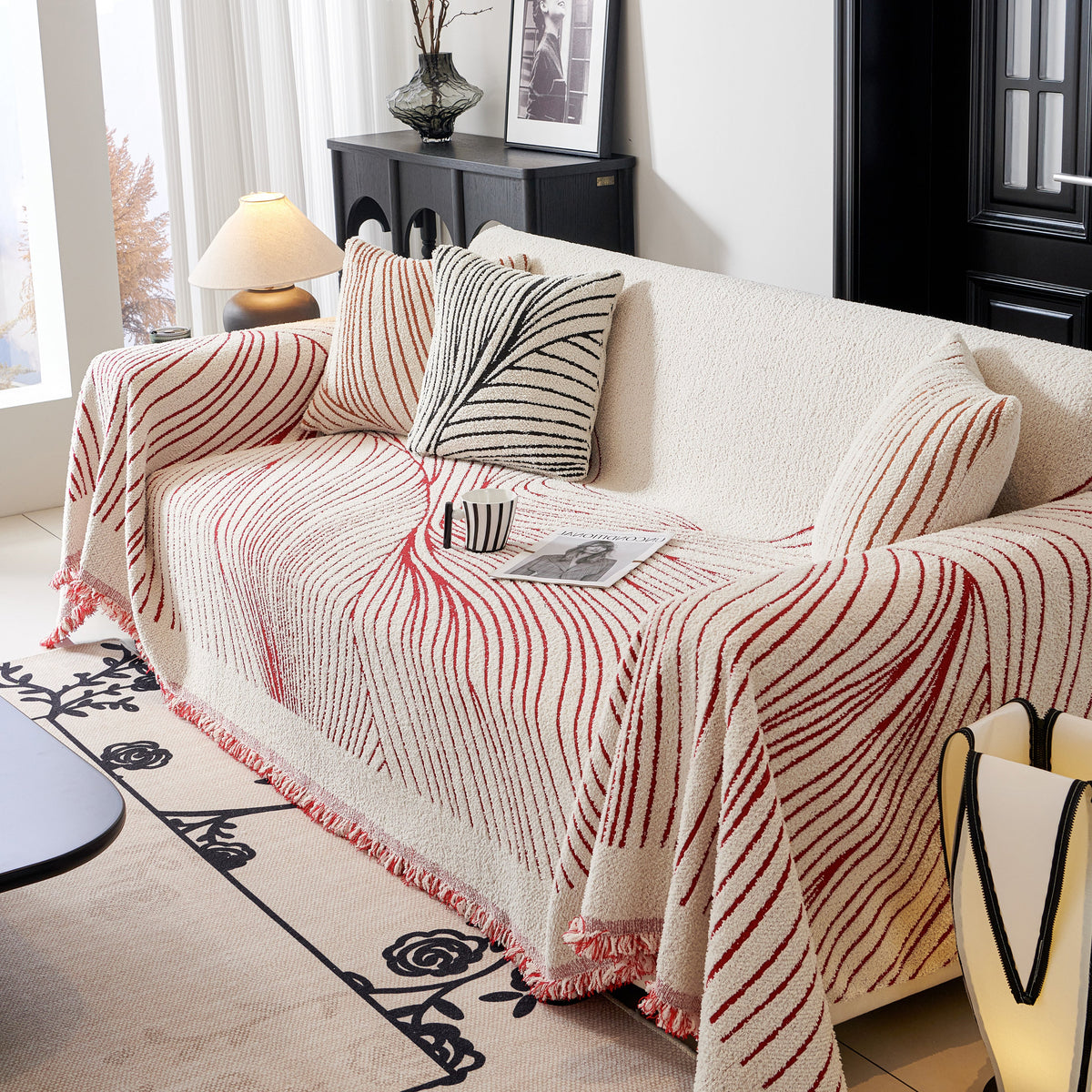 Cozy Striped Sofa Throw Blanket L Shaped Sectional Couch Covers Luxury Throws for Sofas, photo 18 of 40