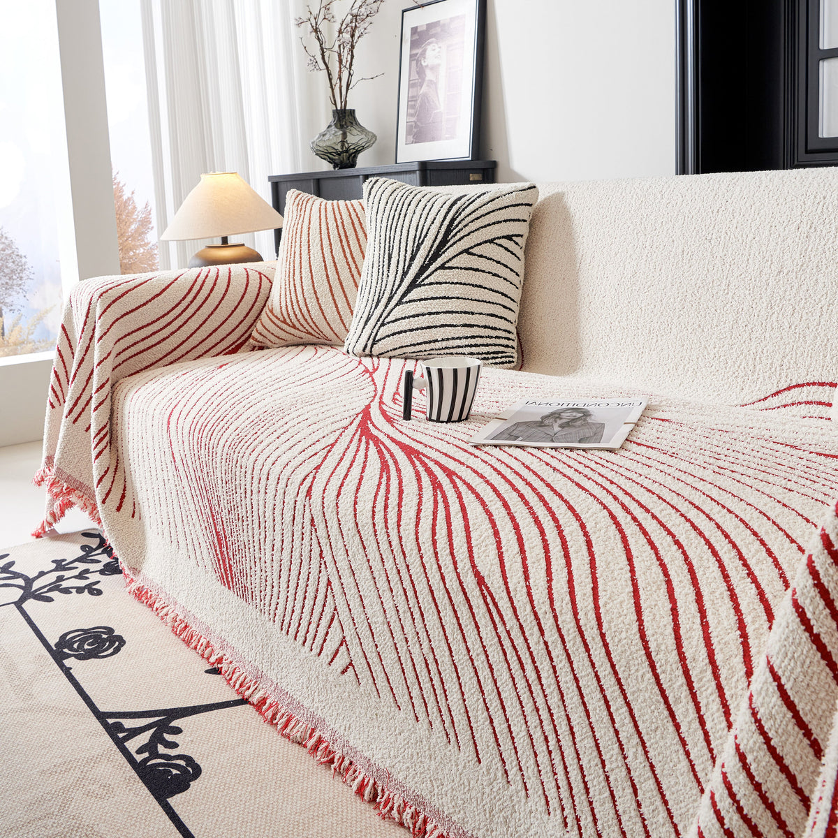 Cozy Striped Sofa Throw Blanket L Shaped Sectional Couch Covers Luxury Throws for Sofas, photo 27 of 40