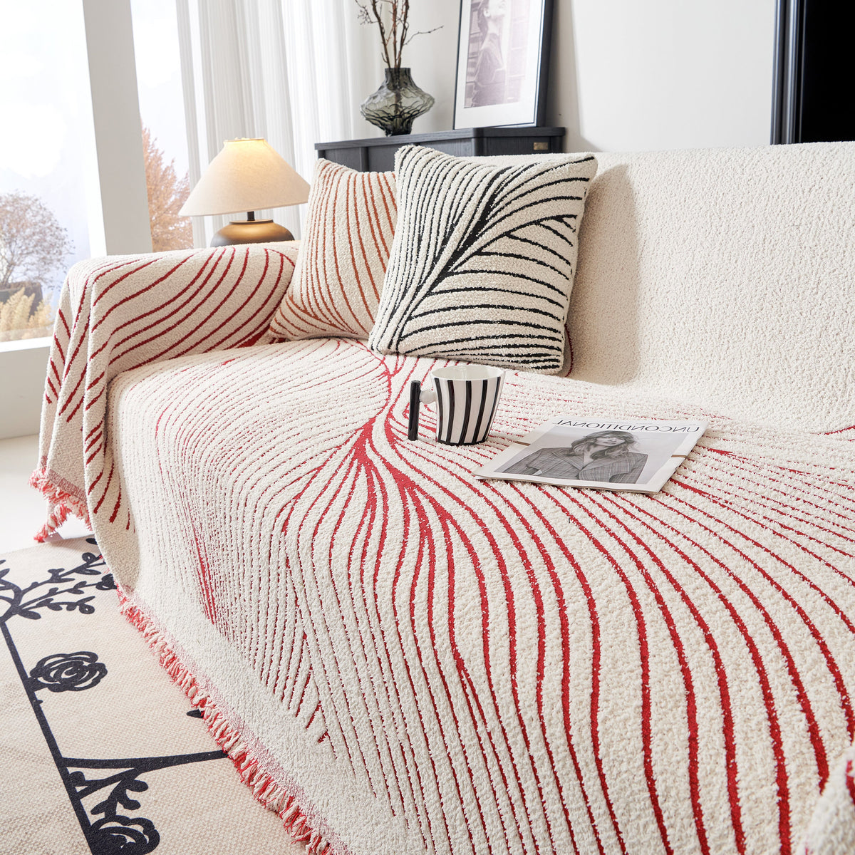 Cozy Striped Sofa Throw Blanket L Shaped Sectional Couch Covers Luxury Throws for Sofas, photo 28 of 40