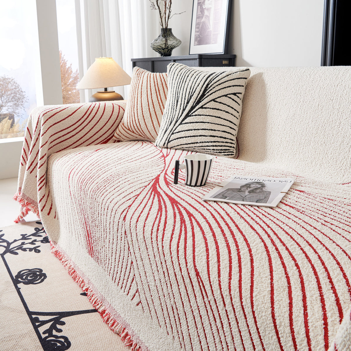 Cozy Striped Sofa Throw Blanket L Shaped Sectional Couch Covers Luxury Throws for Sofas, photo 30 of 40