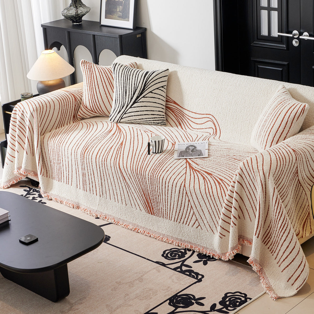 Cozy Striped Sofa Throw Blanket L Shaped Sectional Couch Covers Luxury Throws for Sofas, photo 38 of 40