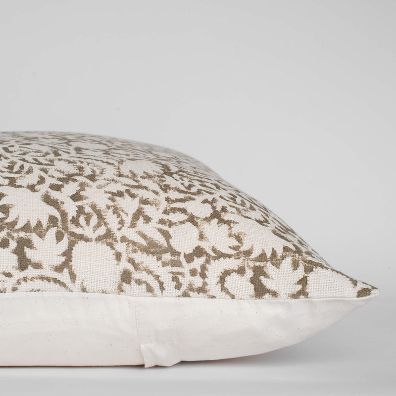 Ochre Floral Block Printed Pillow Cover | Mustard