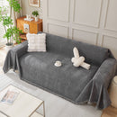 Solid Color Chenille Sofa Throw Blanket, Cozy & Easy Care Fringed Furniture Protector