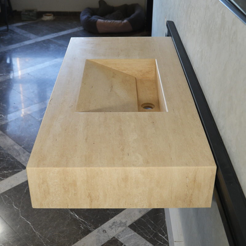 Handcrafted Travertine Bathroom Sink - Premium Durable Natural Stone, photo 3 of 10