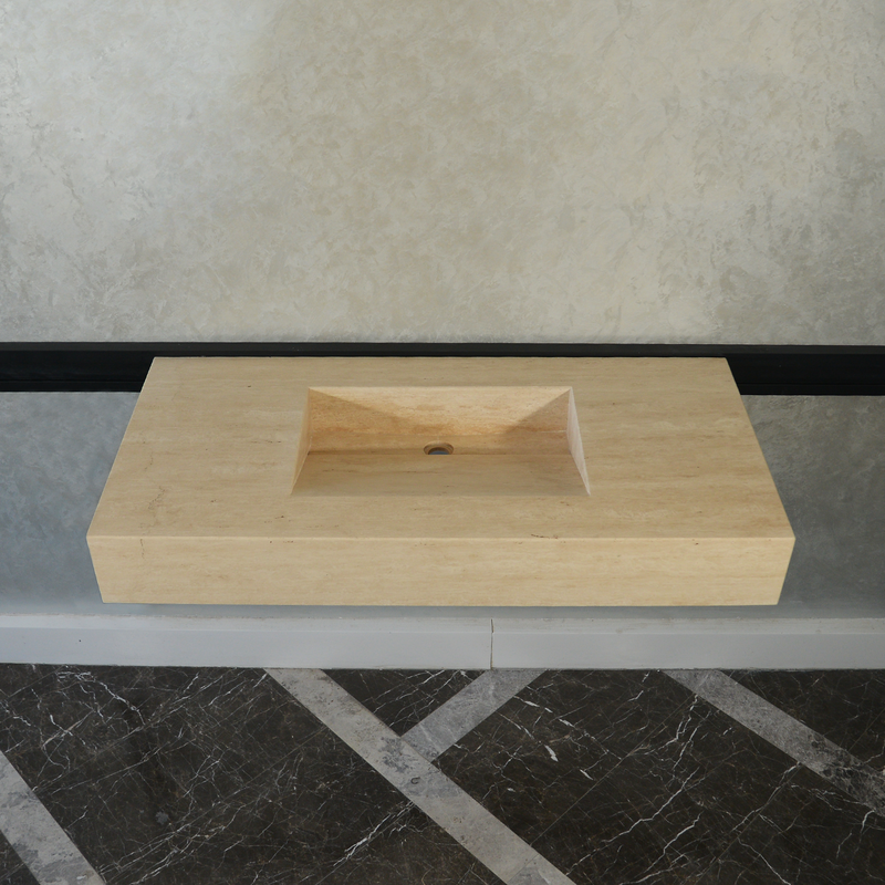 Handcrafted Travertine Bathroom Sink - Premium Durable Natural Stone, photo 5 of 10