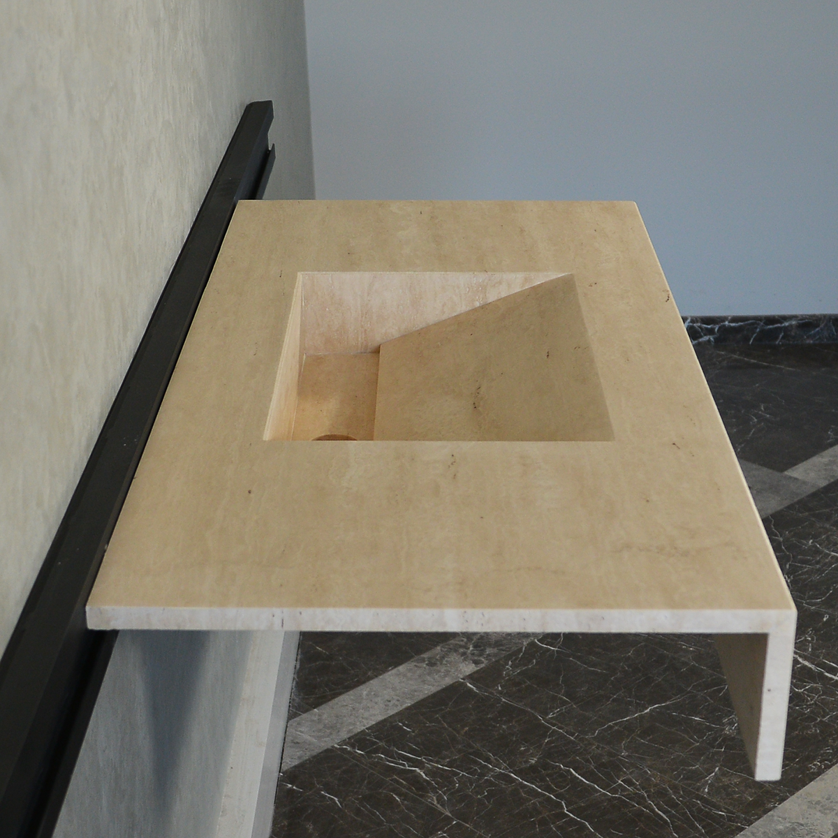 Handcrafted Travertine Bathroom Sink - Premium Durable Natural Stone, photo 4 of 10