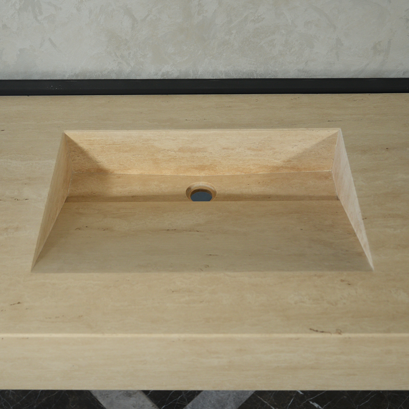 Handcrafted Travertine Bathroom Sink - Premium Durable Natural Stone, photo 9 of 10
