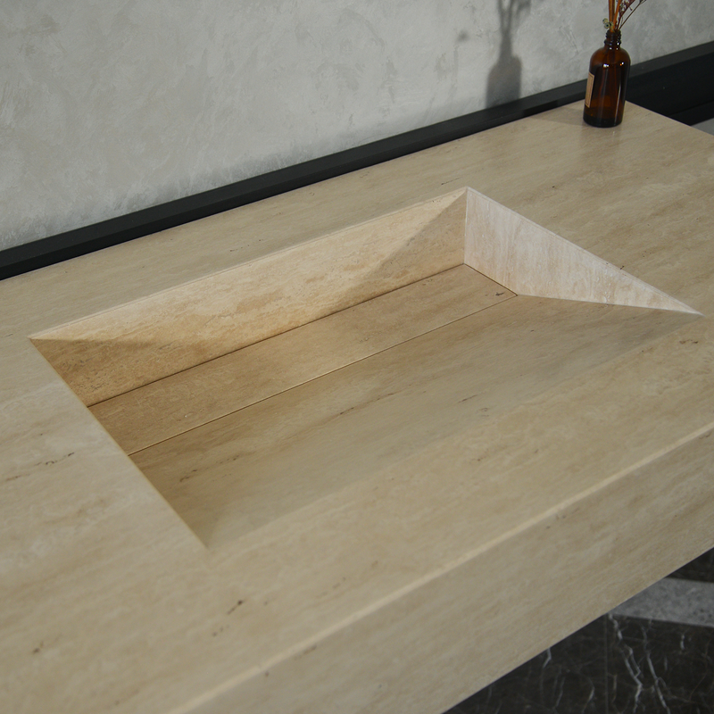 Handcrafted Travertine Bathroom Sink - Premium Durable Natural Stone, photo 6 of 10
