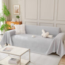 Solid Color Chenille Sofa Throw Blanket, Cozy & Easy Care Fringed Furniture Protector