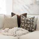 Auburn Floral Block Printed Pillow Cover | Brown