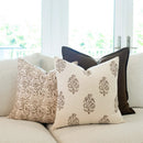 Magnolia Floral Block Printed Pillow Cover | Burgundy, Mustard by Apartment No.3